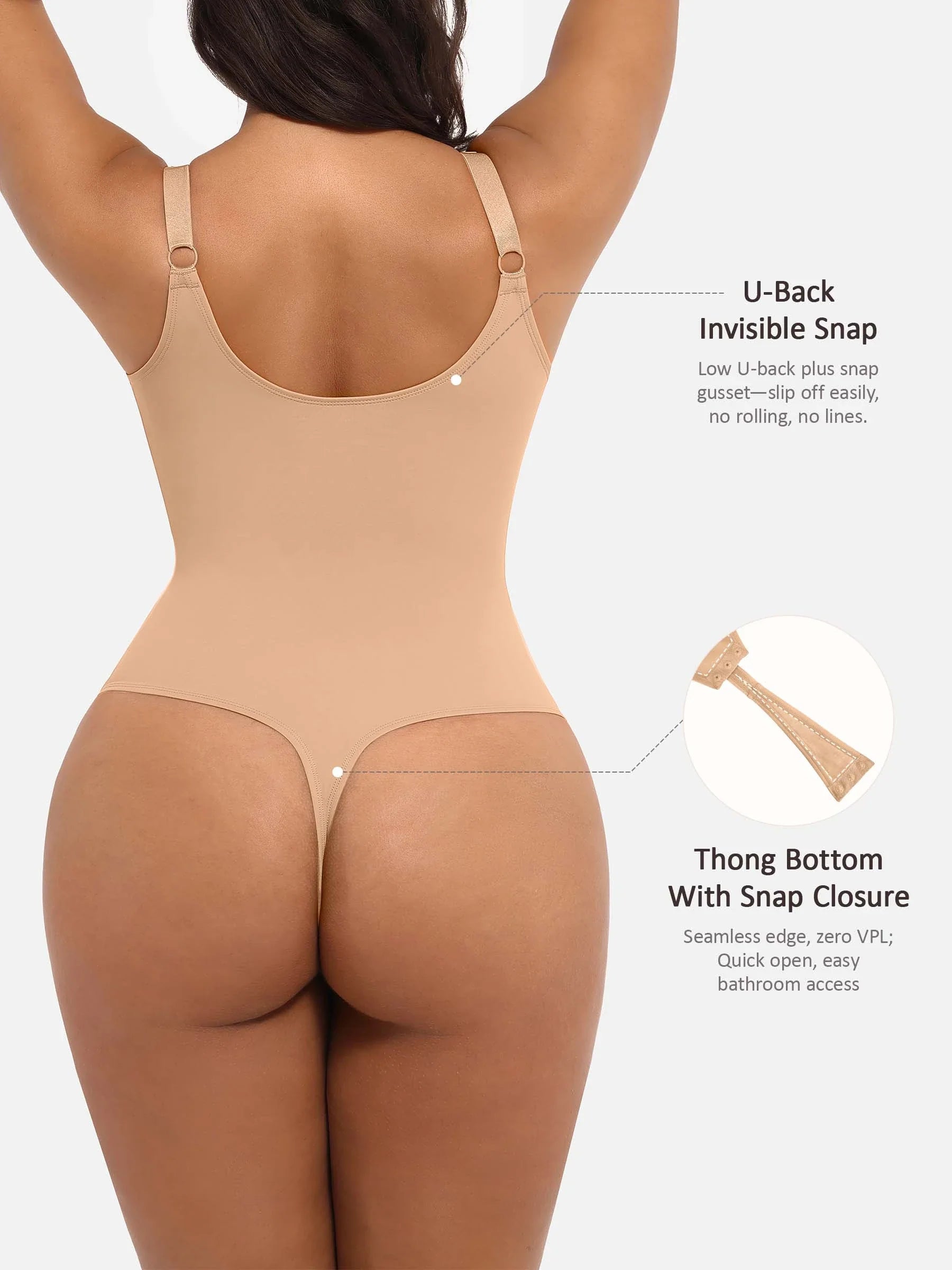 Shapevive Deep V Neck Tummy Control Shapewear Bodysuit