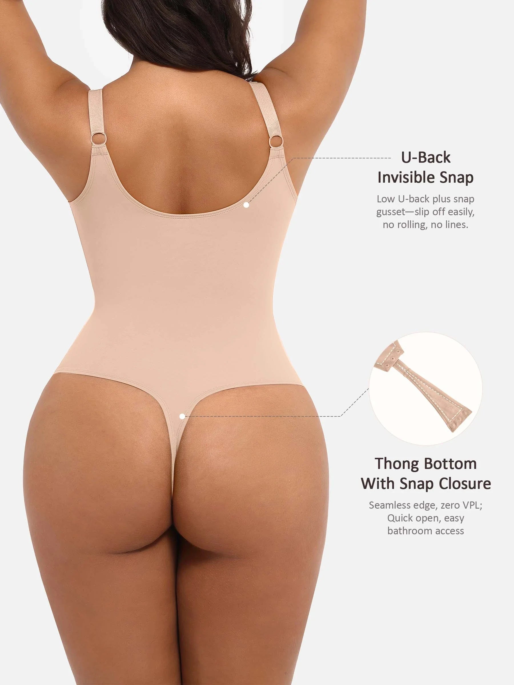 Shapevive Deep V Neck Tummy Control Shapewear Bodysuit