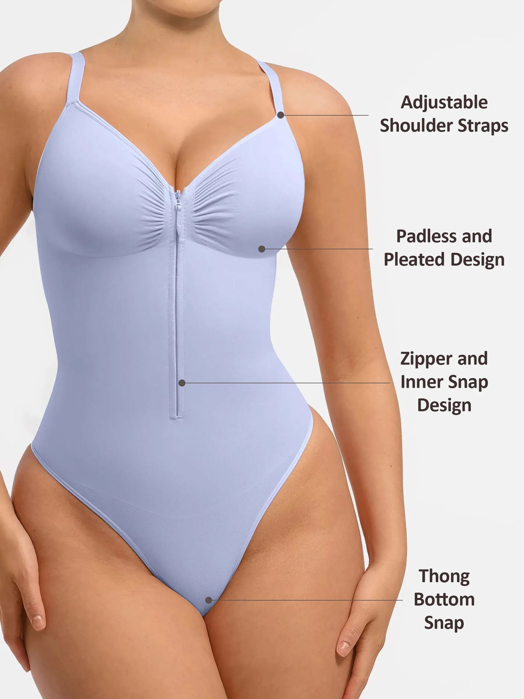 Shapevive Tummy Control Seamless Zipper Shaping Bodysuit