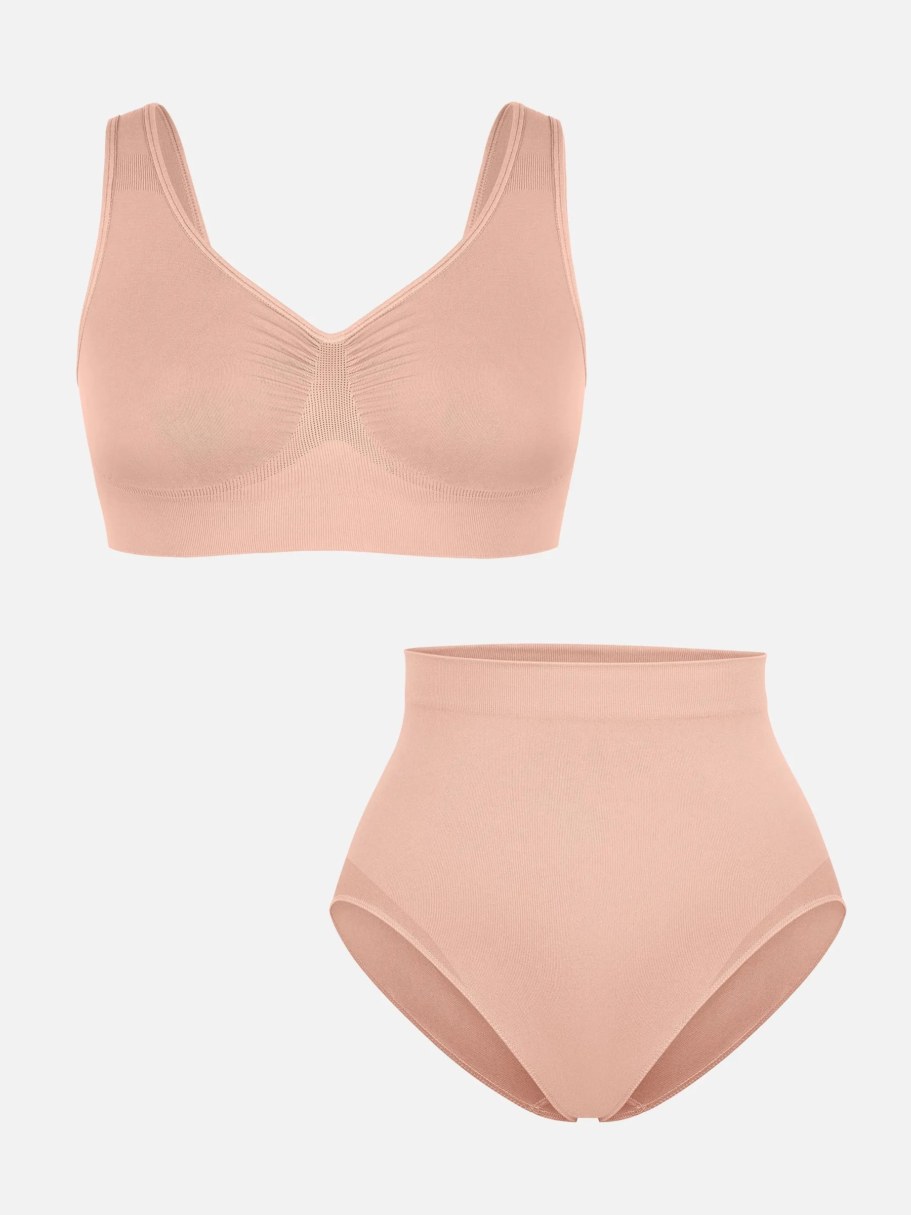 Shapevive Seamless Wide Straps Bra  & Seamless Tummy Control Brief Set
