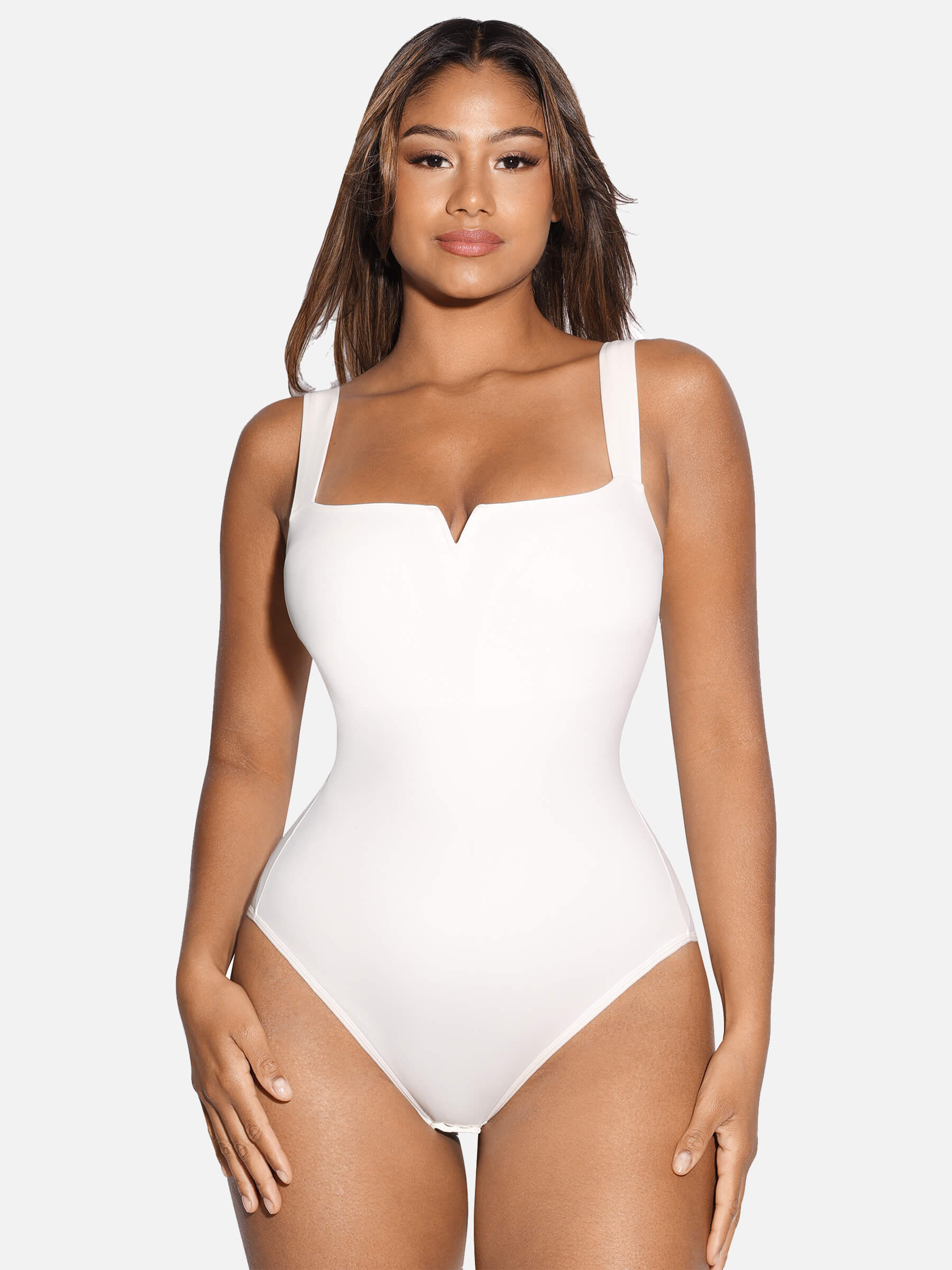 Shapevive V Neck Tummy Control Thong Shapewear