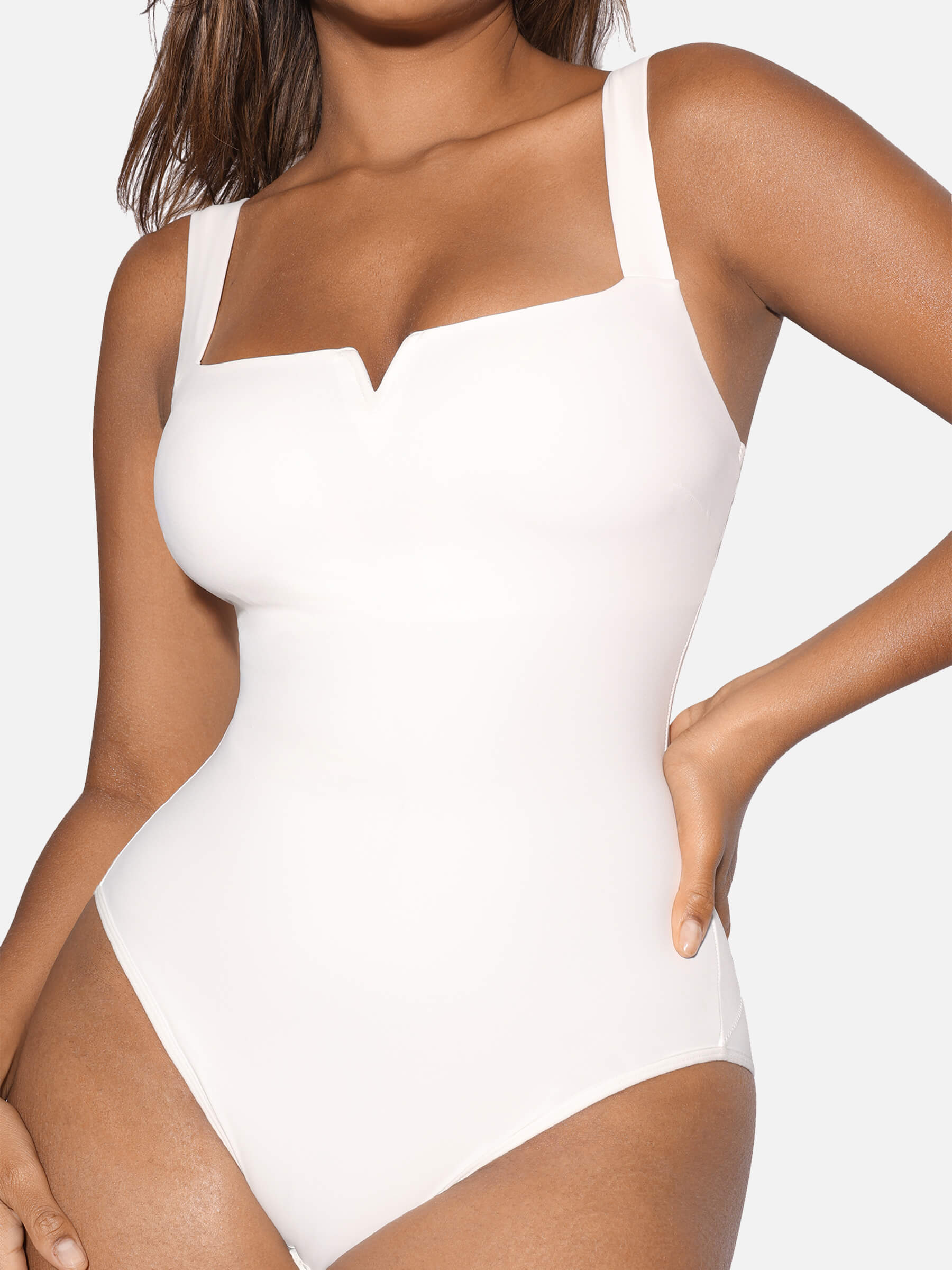Shapevive V Neck Tummy Control Thong Shapewear