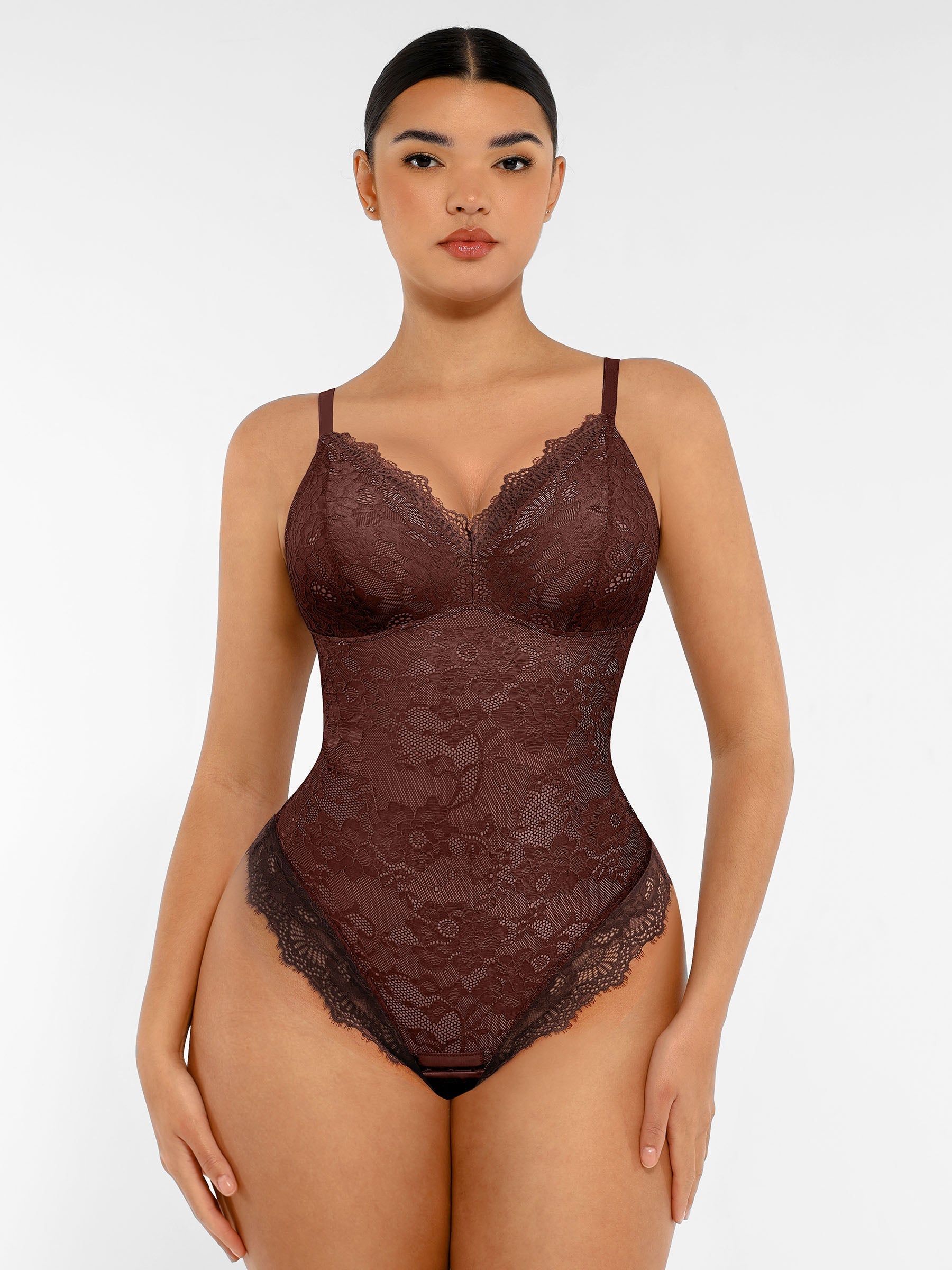 Shapevive Lace V Neck Full Bodysuit Underwear