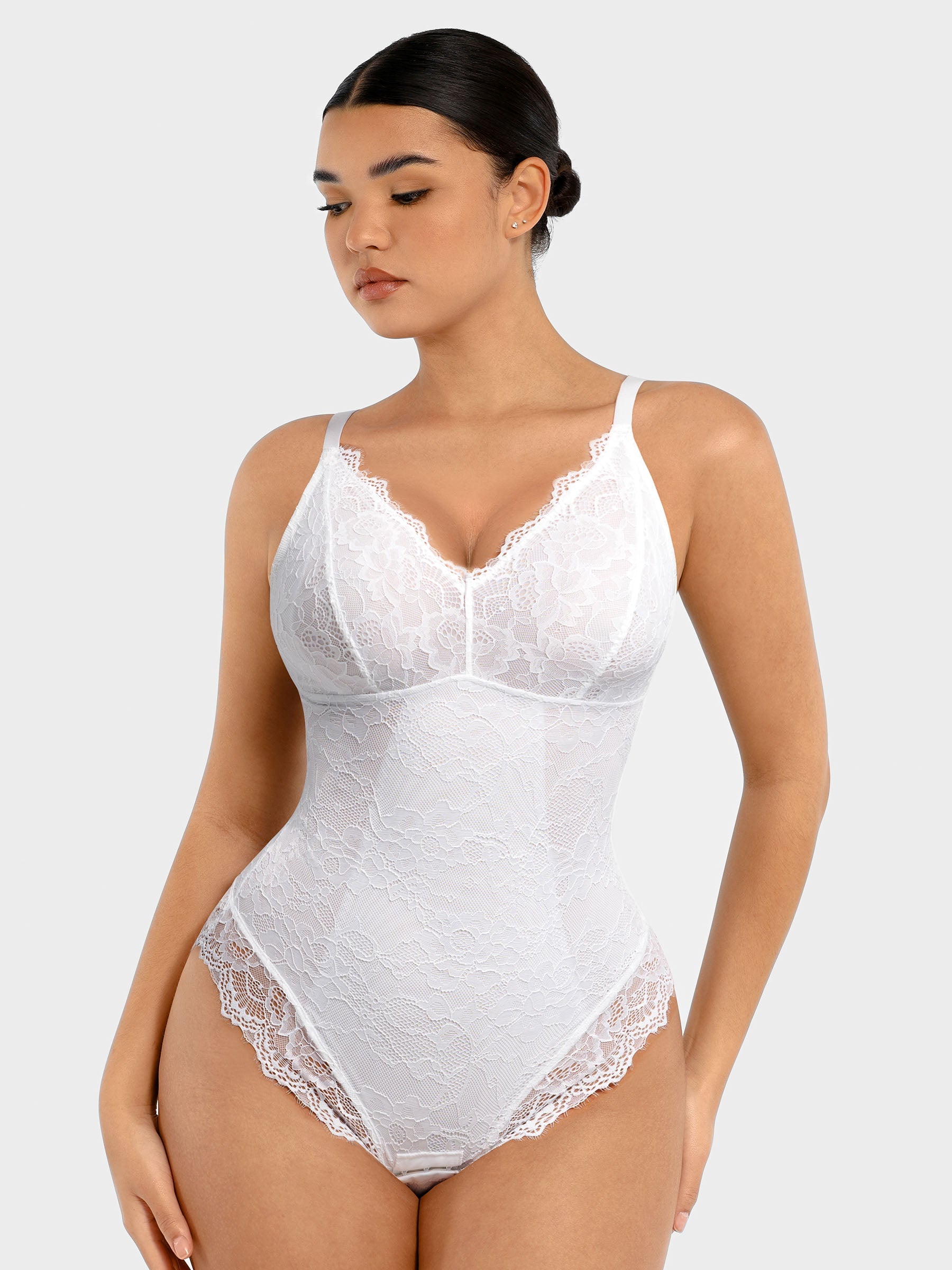Shapevive Lace V Neck Full Bodysuit Underwear