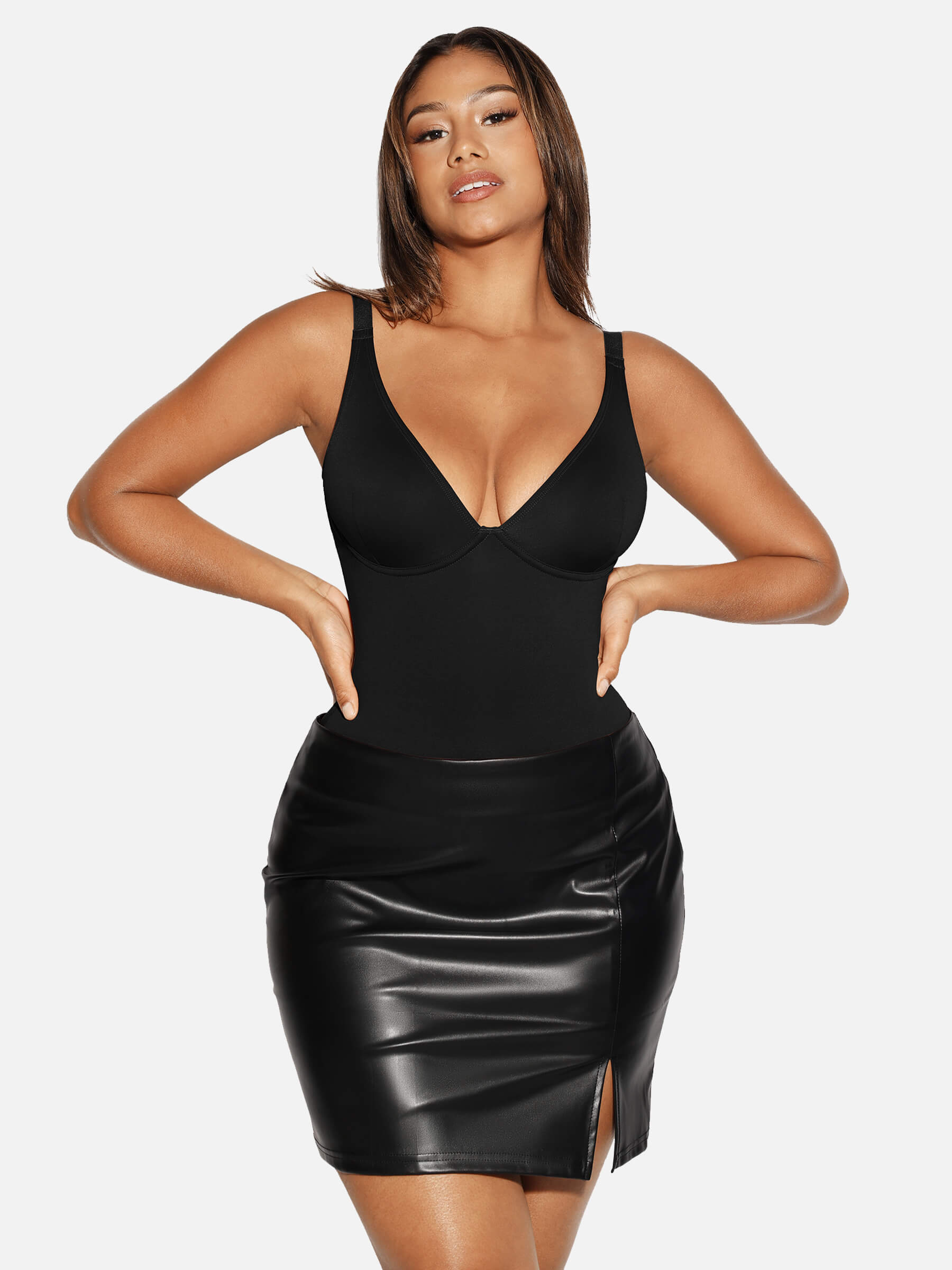 Shapevive V Neck Tummy Control Thong Shapewear